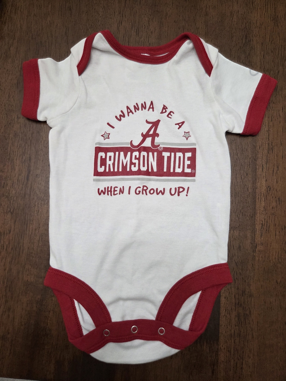 Champion Alabama White Baby Bodysuit with Red Trim - Size 6-9M